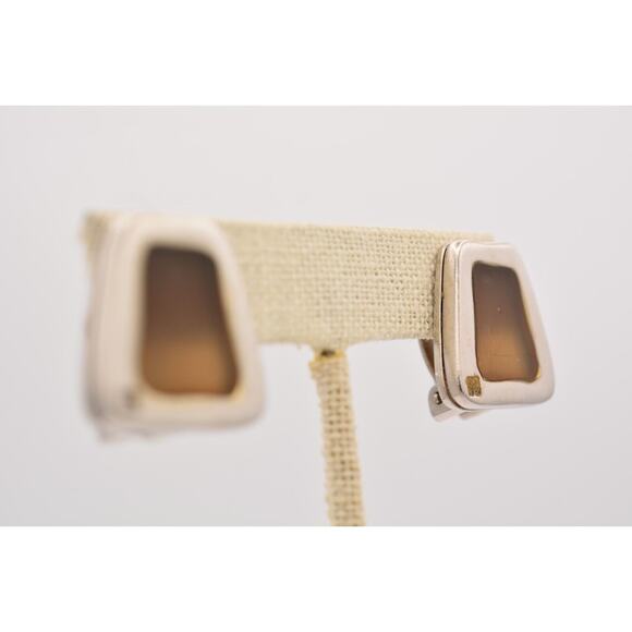 Givenchy Vintage Logo Clip On Earrings Gripoix Poured Glass Pewter Signed BinH - Picture 5 of 12